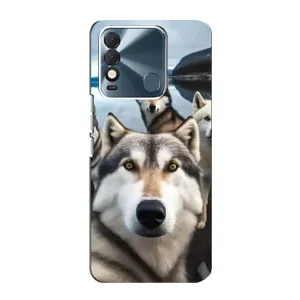 Чехол с Хаски для TECNO Spark 8 - (AlphaPrint) (Селфи ХАски)