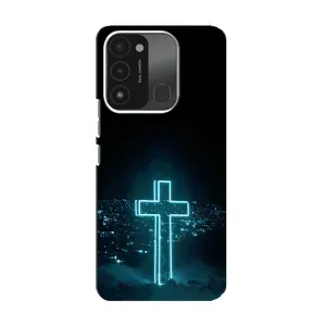 Чехол для TECNO Spark 8C (AlphaPrint) - (Христианские) (Крест и город)