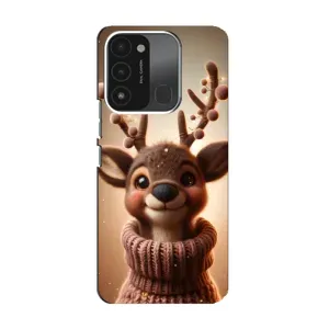 Яркий чехол для TECNO Spark 8C с Зимними Оленятами (Олень в свитере)