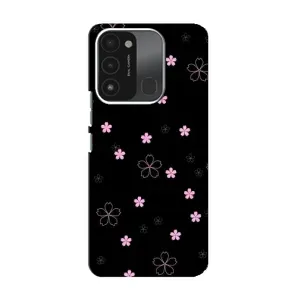 Чохол з розовим принтом для TECNO Spark 8C (Рожеві квіти на чорному)