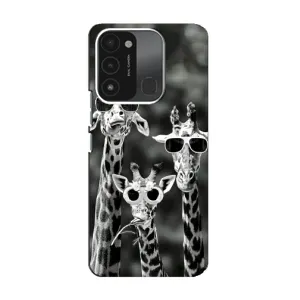 Силиконовый чехол с КАРТИНКАМИ лето для TECNO Spark 8C (AlphaPrint) (Жирафы в очках)