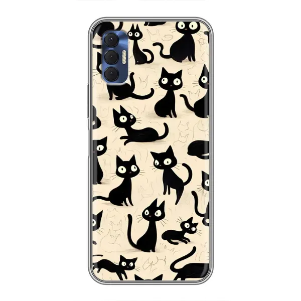 Чохол з принтом «Чорні коти» для TECNO Spark 8P