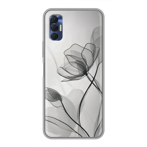 Чехол с принтом «Черные цветы» для TECNO Spark 8P