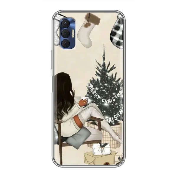 Чохол з принтом «Дівчина з ялинкою» для TECNO Spark 8P