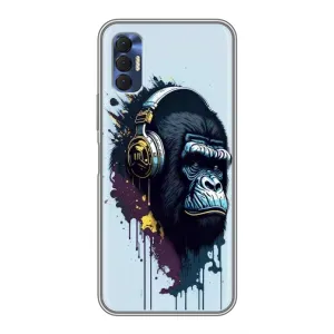 Чохол з Мавпами TECNO Spark 8P - (AlphaPrint) (Горила в навушниках)