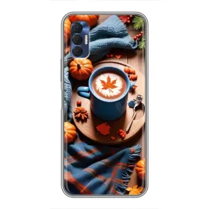 Чехол с уникальным дизайном «Осень с кофе» для TECNO Spark 8P (Кофе и тыковки)
