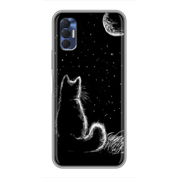 Чехол с принтом «Котик и луна» для TECNO Spark 8P