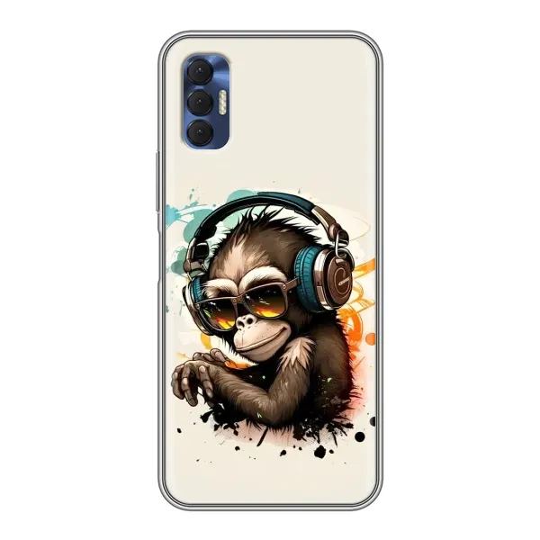 Чохол з принтом «Макака в навушниках» для TECNO Spark 8P