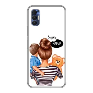 Чехол с печатью для TECNO Spark 8P - (Мама с ребенком) (AlphaPrint) (Мама с сыном)