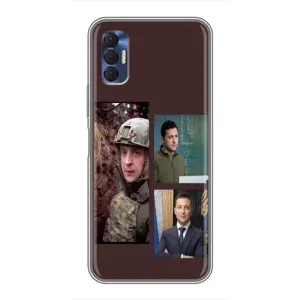 Чехол для TECNO Spark 8P (AlphaPrint - с принтом Зеленского) (Президент)