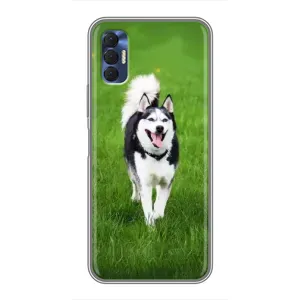 Чехол с Хаски для TECNO Spark 8P - (AlphaPrint) (Радостный Хаски)