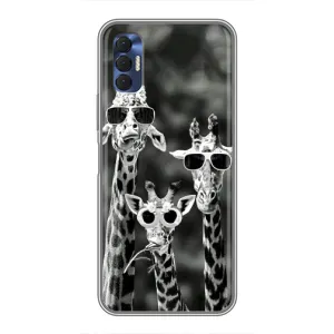 Силіконовий чохол з КАРТИНКАМИ літо для TECNO Spark 8P (AlphaPrint) (Жирафи в окулярах)