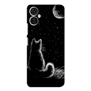 Чехол с принтом для TECNO Spark 9 Pro (AlphaPrint) Модные коты (Котик и луна)
