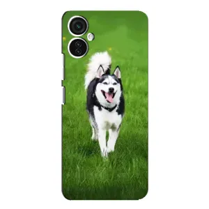 Чехол с Хаски для TECNO Spark 9 Pro - (AlphaPrint) (Радостный Хаски)