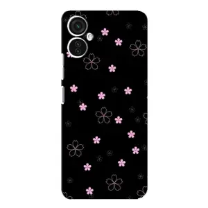 Чохол з розовим принтом для TECNO Spark 9 Pro (Рожеві квіти на чорному)