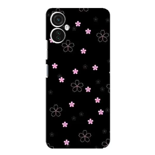 Чохол з принтом «Рожеві квіти на чорному» для TECNO Spark 9 Pro