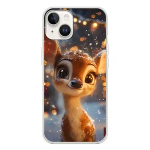 Яркий чехол для TECNO Spark Go 1 с Зимними Оленятами (Олененок среди гирлянд)
