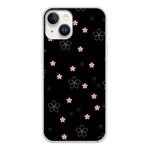Чехол с розовым рисунком для Tecno Spark Go 1 (Розовые цветы на черном)
