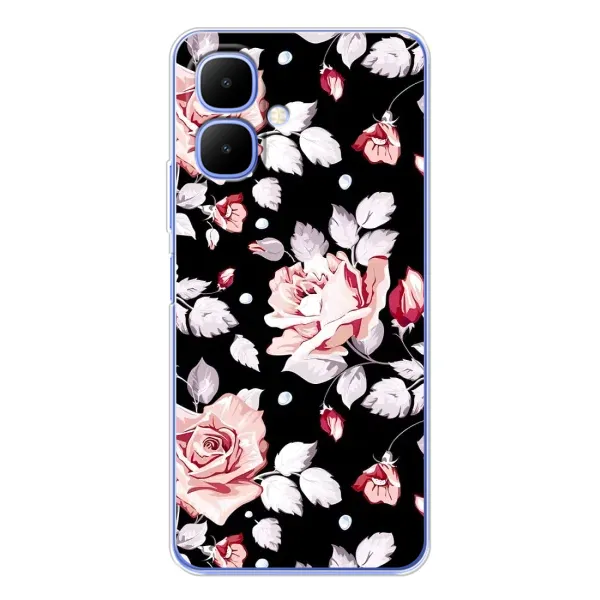 Чохол з принтом «Квіти на чорному» для TECNO Spark Go 2