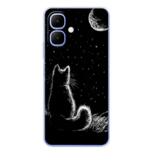 Чехол с принтом для Tecno Spark Go 2 (AlphaPrint) Модные коты (Котик и луна)