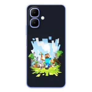 Чехол Майнкрафт на Tecno Spark Go 2 (AlphaPrint) Minecraft (персонажи Minecraft)