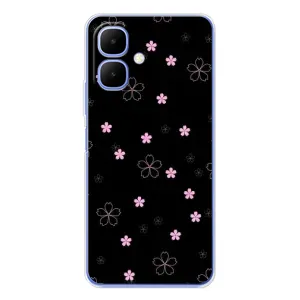 Чохол з розовим принтом для Tecno Spark Go 2 (Рожеві квіти на чорному)