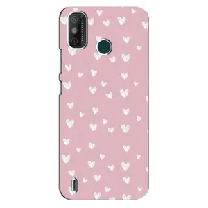 Чехол с розовым рисунком для TECNO Spark GO (2020) (Сердечки на розовом)