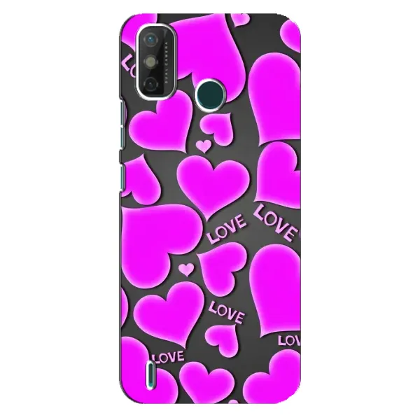 Чехол с принтом «Pink hearts» для TECNO Spark GO (2021)