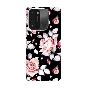 Чехлы с Цветами для TECNO Spark GO (2022) (VPrint) (Цветочки на черном)