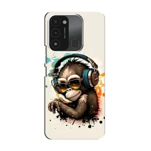 Чехол с Обезьянами TECNO Spark GO (2022) - (AlphaPrint) (Макака в наушниках)