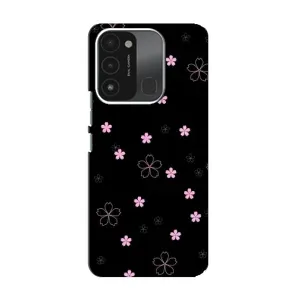 Чехол с розовым рисунком для TECNO Spark GO (2022) (Розовые цветы на черном)