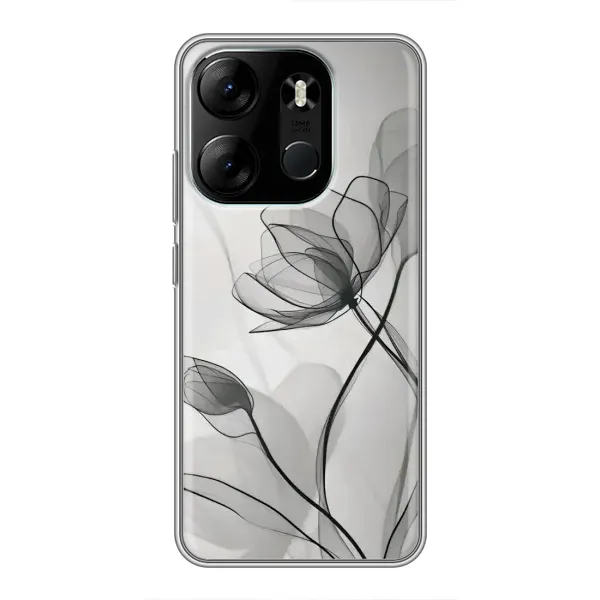 Чехол с принтом «Черные цветы» для TECNO Spark Go 2023 (BF7)