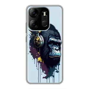 Чехол с Обезьянами Tecno Spark Go 2023 (BF7) - (AlphaPrint) (Горилла в наушниках)
