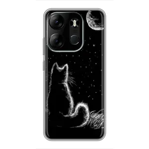 Чехол с принтом для Tecno Spark Go 2023 (BF7) (AlphaPrint) Модные коты (Котик и луна)