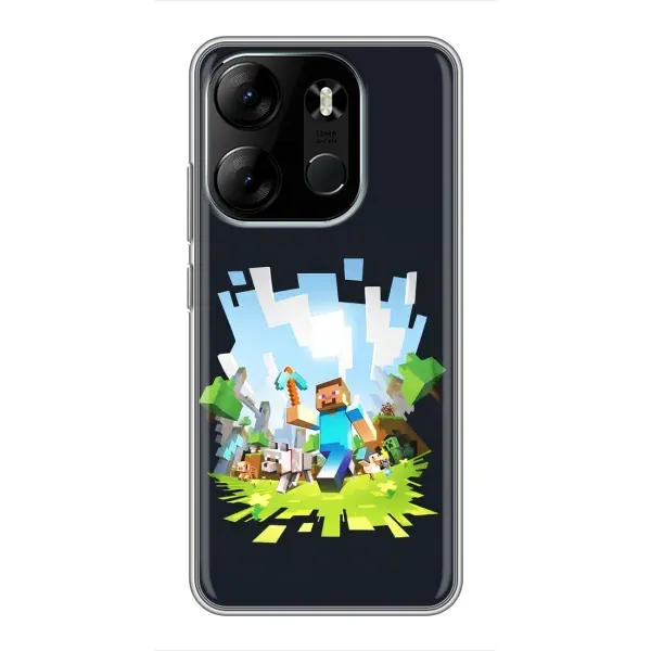 Чехол с принтом «персонажи Minecraft» для TECNO Spark Go 2023 (BF7)