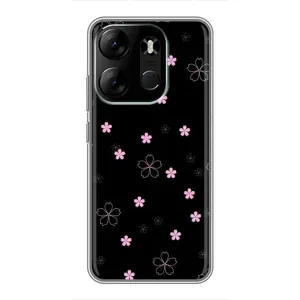 Чохол з розовим принтом для Tecno Spark Go 2023 (BF7) (Рожеві квіти на чорному)