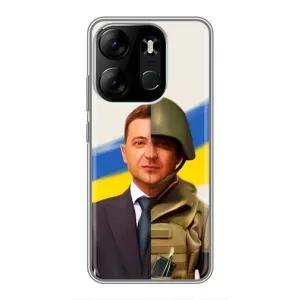 Чехол для Tecno Spark Go 2023 (BF7) (AlphaPrint - с принтом Зеленского) (Зеленский солдат)