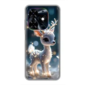 Яркий чехол для Tecno Spark Go 2024 (BG6) с Зимними Оленятами (Блестящий олененок)