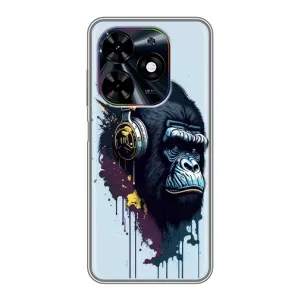 Чехол с Обезьянами Tecno Spark Go 2024 (BG6) - (AlphaPrint) (Горилла в наушниках)