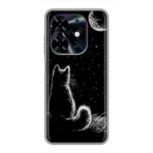 Чохол з принтом для Tecno Spark Go 2024 (BG6) (AlphaPrint) Модні коти (Котик і місяць)