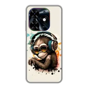 Чехол с Обезьянами Tecno Spark Go 2024 (BG6) - (AlphaPrint) (Макака в наушниках)