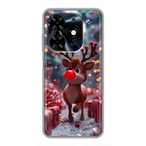 Яркий чехол для Tecno Spark Go 2024 (BG6) с Зимними Оленятами (Олень среди подарков)