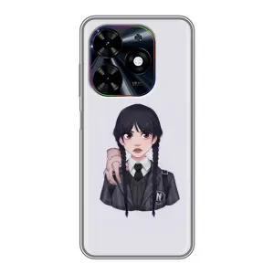 Чехлы Венсдей на Tecno Spark Go 2024 (BG6) Уэнсдей (AlphaPrint) (Уэнздей и Вещь)