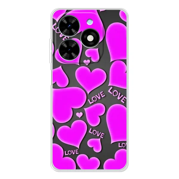 Чехол с принтом «Pink hearts» для TECNO Spark Go 2025