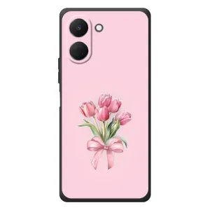 Чехол с розовым рисунком для TECNO Spark Go 3 (Букет цветов)
