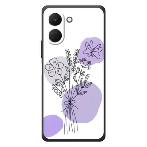 Силконовий чохол з принтом в квітах на TECNO Spark Go 3 (Букет фіолетова абстракція)