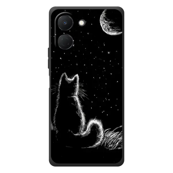 Чехол с принтом «Котик и луна» для TECNO Spark Go 3 Чехол с принтом «Котик и луна» для TECNO Spark Go 3