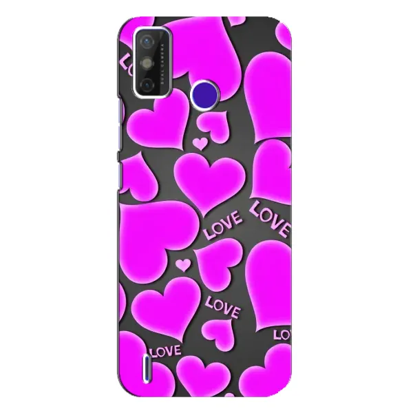 Чехол с принтом «Pink hearts» для TECNO Spark Power 2 (LC8)