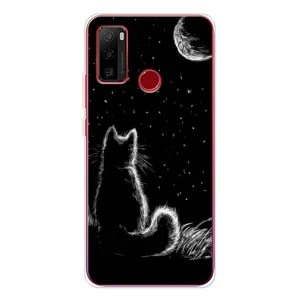 Чохол з принтом для Ulefone Note 10 (AlphaPrint) Модні коти (Котик і місяць)