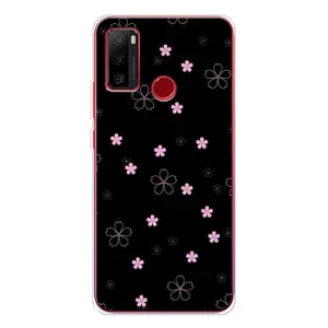 Чохол з розовим принтом для Ulefone Note 10 (Рожеві квіти на чорному)